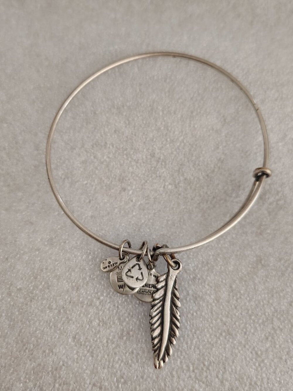 Alex and Ani Alex and Ani Feather Silver Charm Bracelet Bangle 167